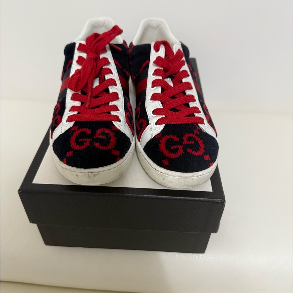 Gucci Red and Black Logo Sneakers